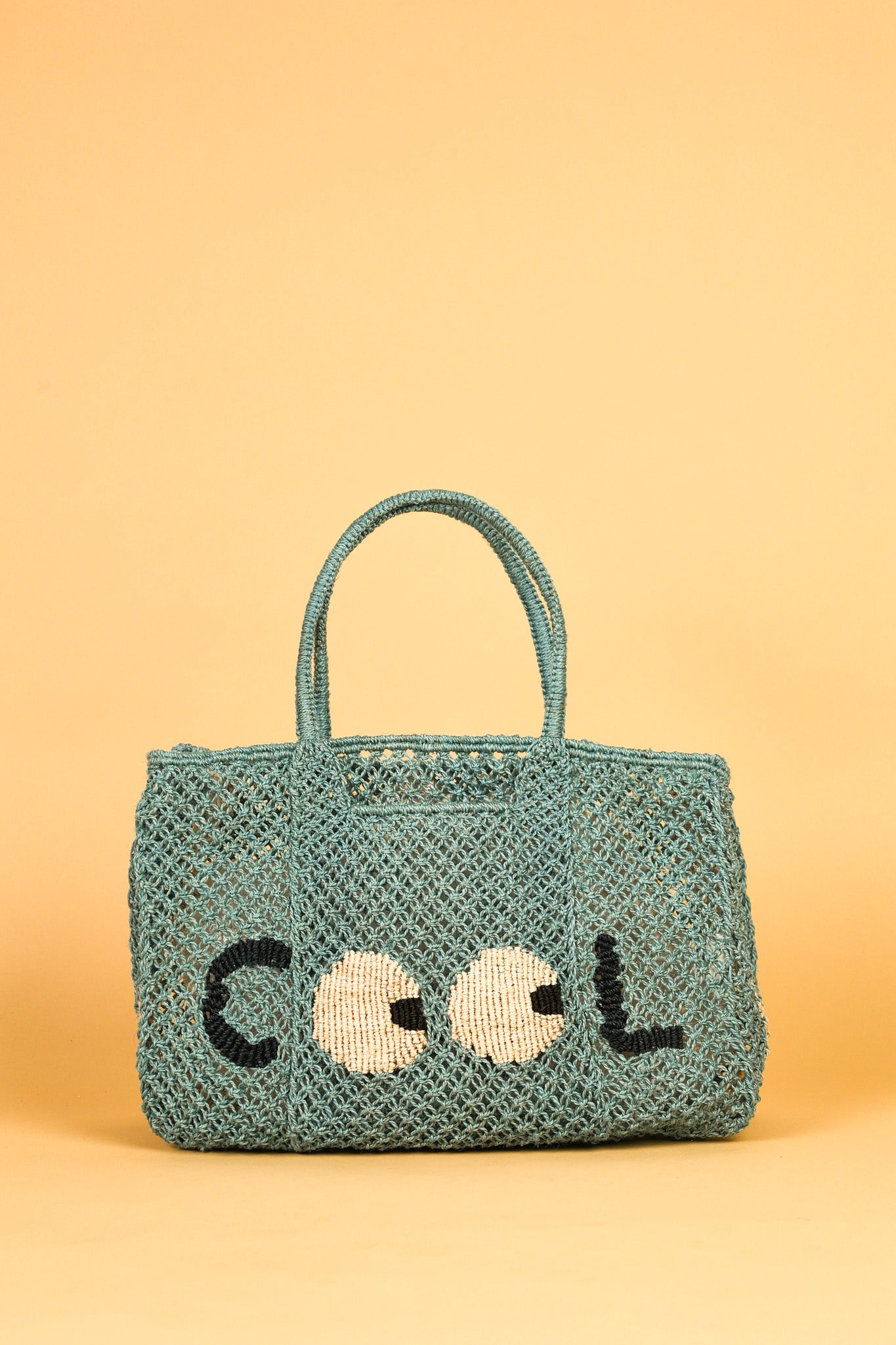 jute bag cool big eyes blue 