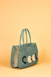 jute bag cool big eyes blue 