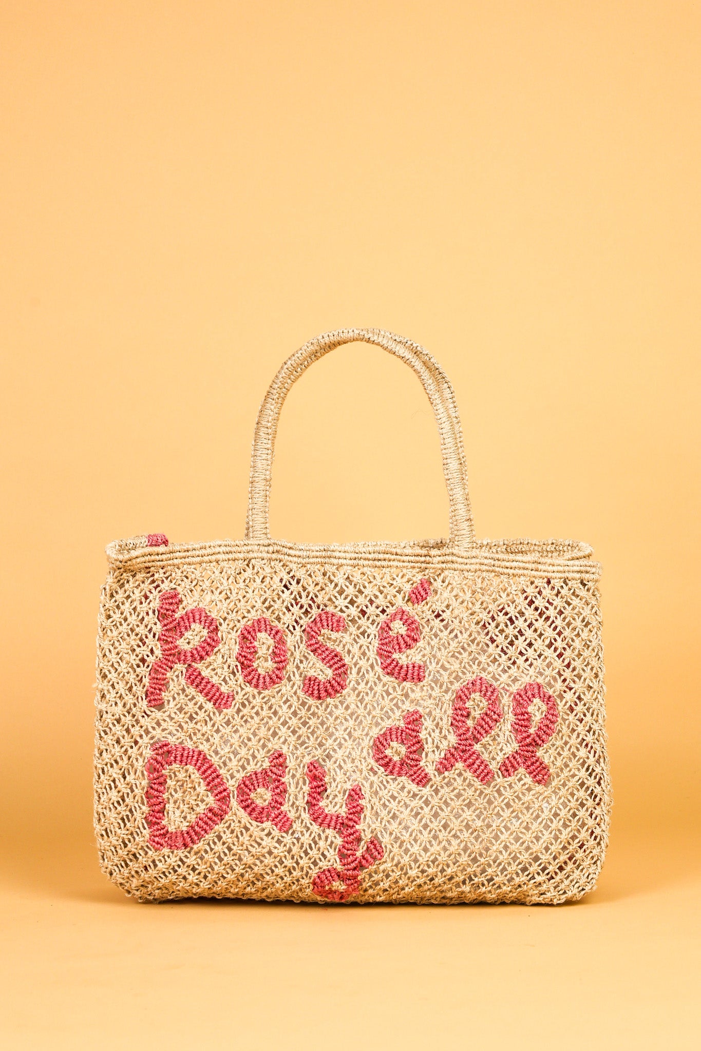 jute bag natural and rose