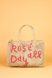 jute bag natural and rose