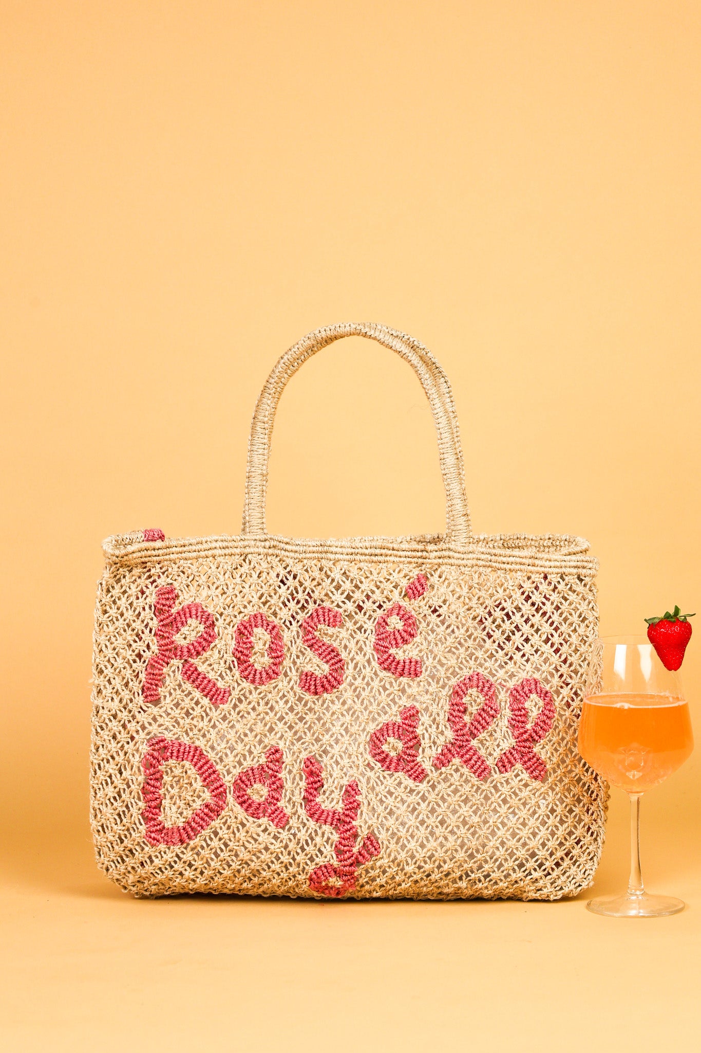 jute bag natural and rose