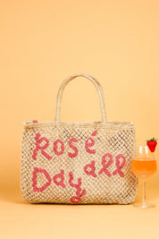 jute bag natural and rose