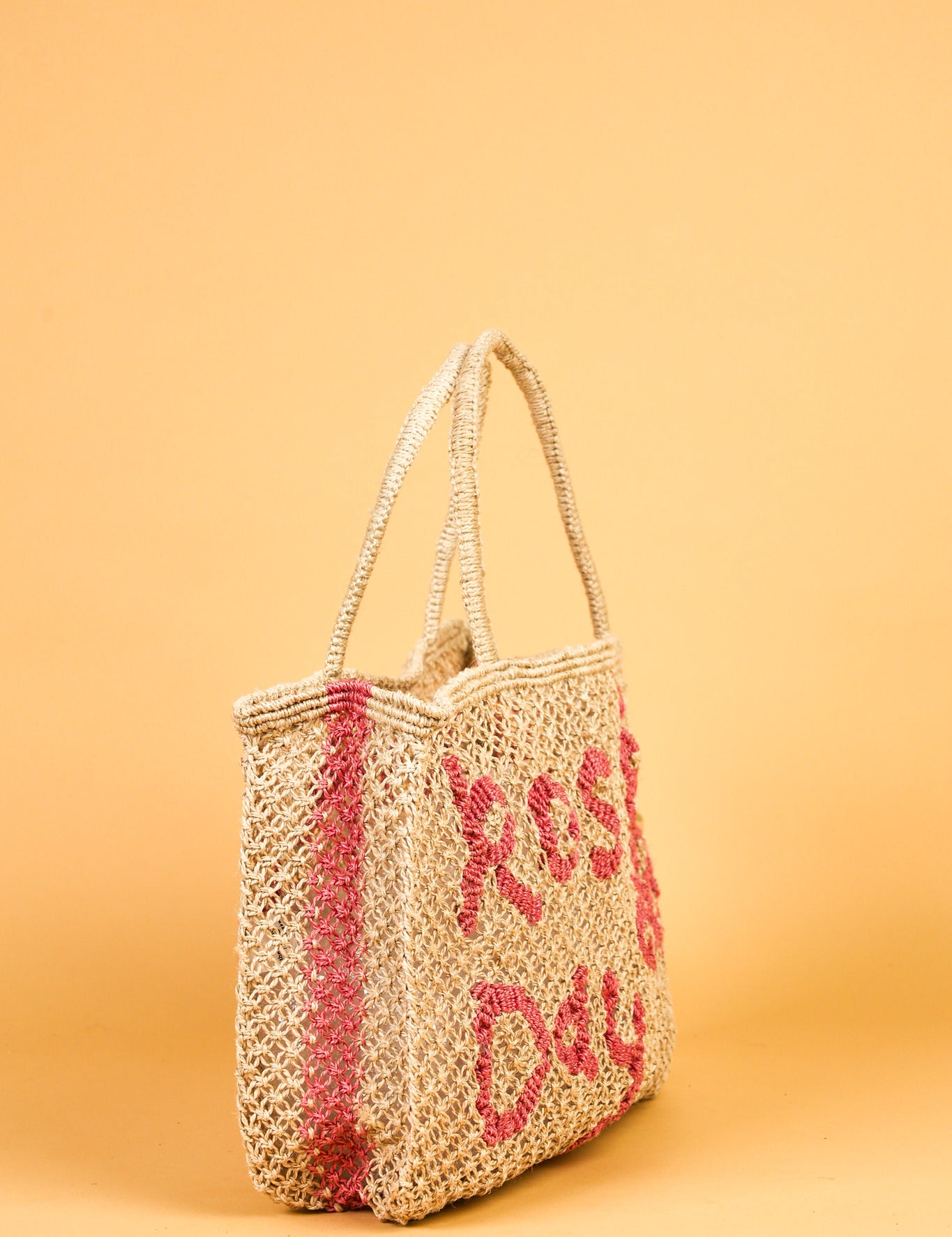 jute bag natural and rose