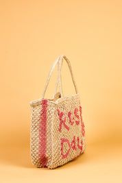 jute bag natural and rose