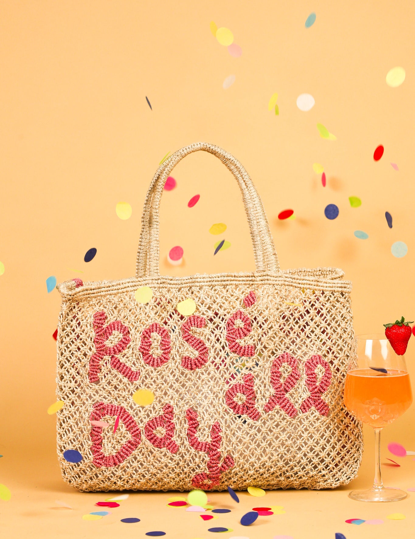 jute bag natural and rose