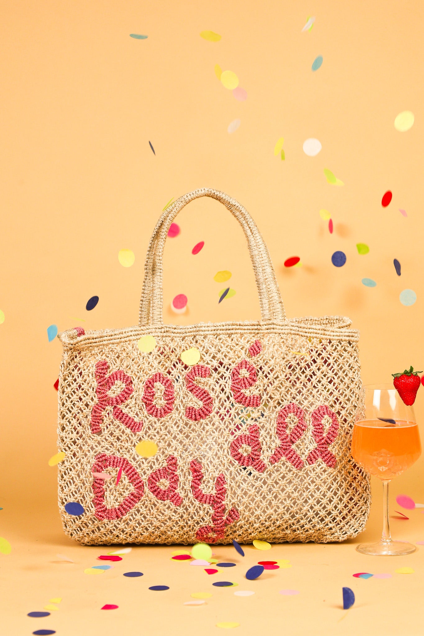 jute bag natural and rose