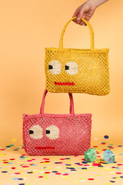 colourful jute bag with big eyes 