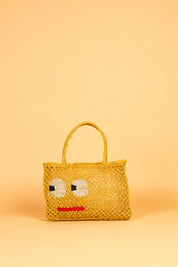 jute bag yellow with big eyes 