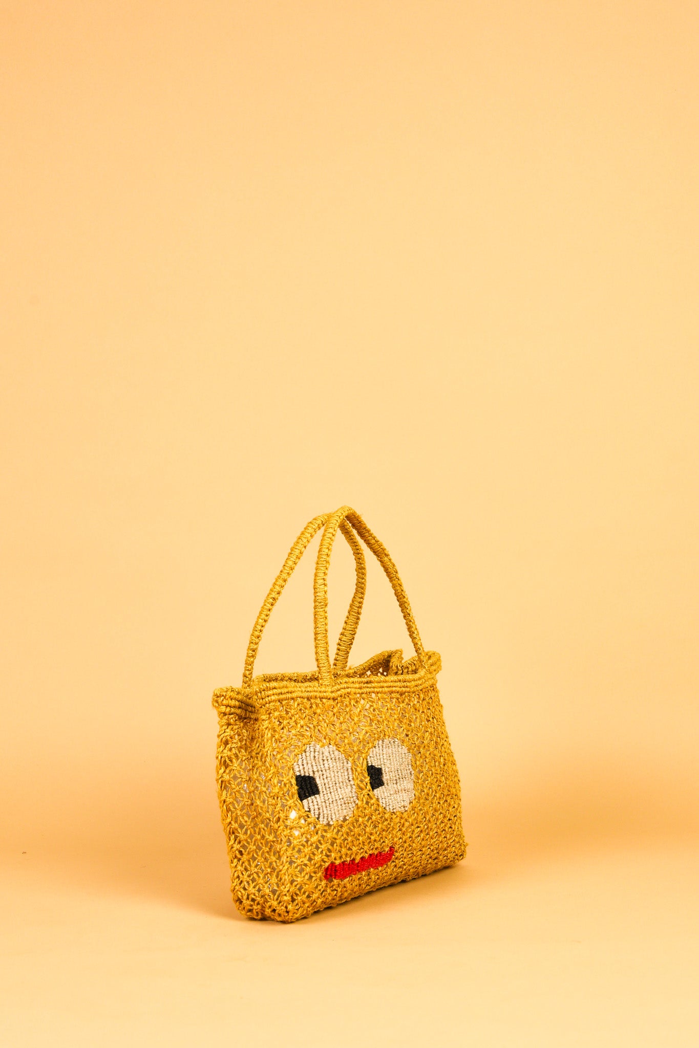 jute bag yellow with big eyes 
