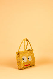 jute bag yellow with big eyes 