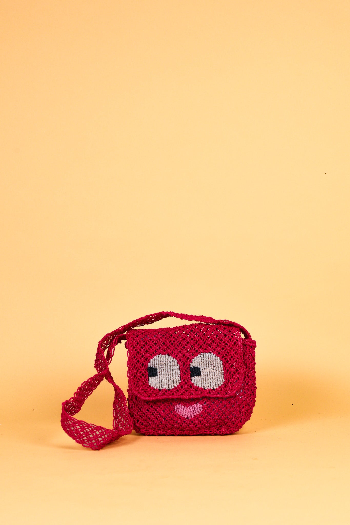 jute bag big eyes raspberry 
