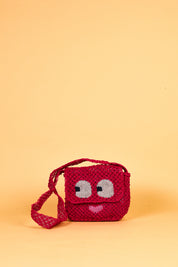 jute bag big eyes raspberry 