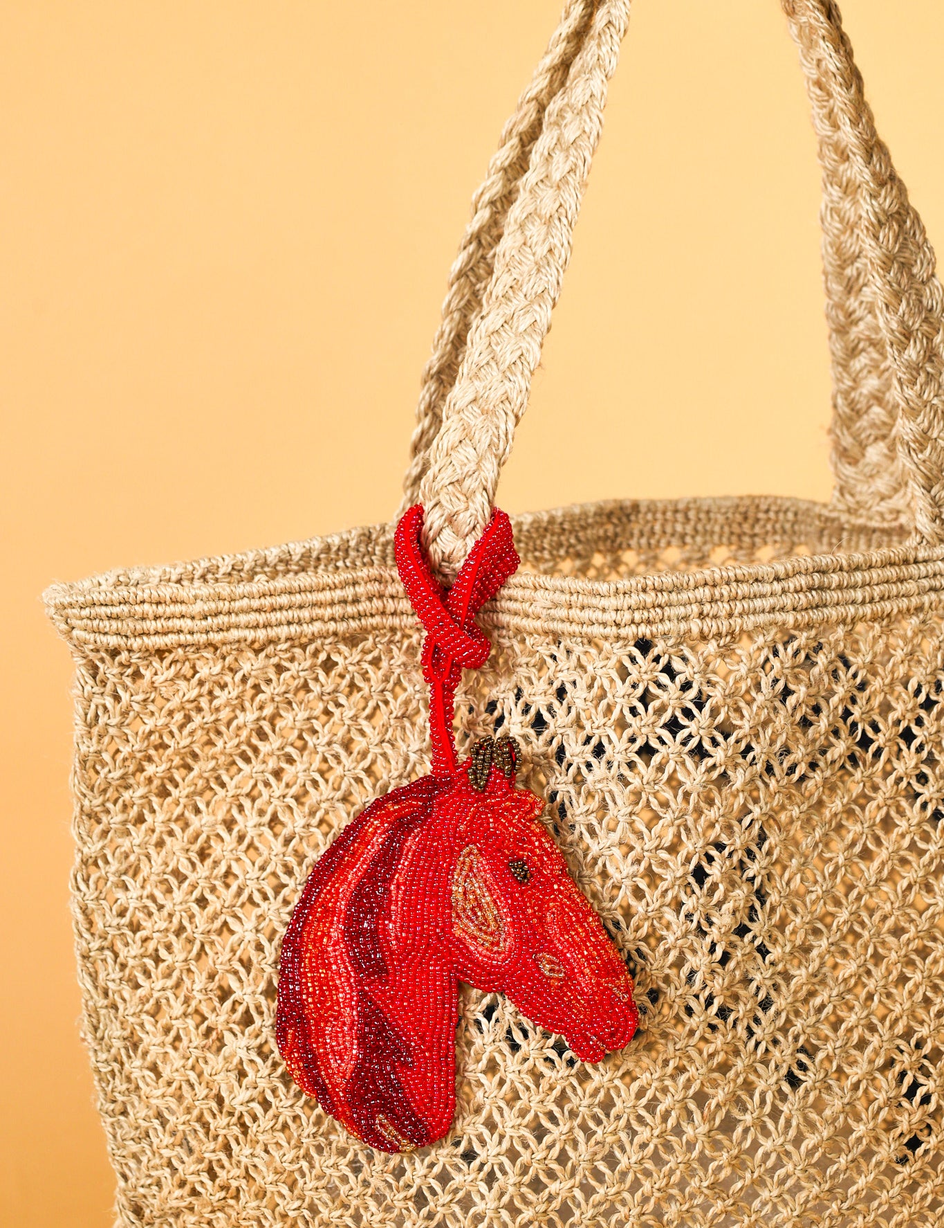 fire horse beaded bag charm