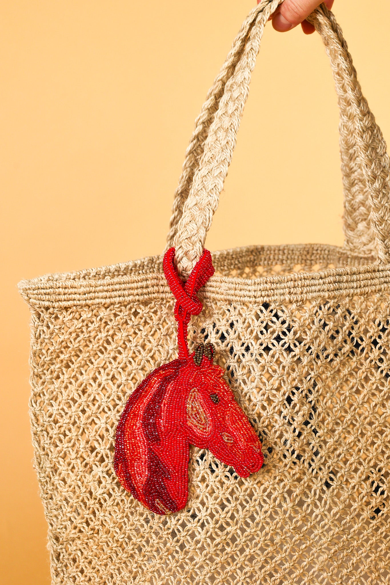 fire horse beaded bag charm
