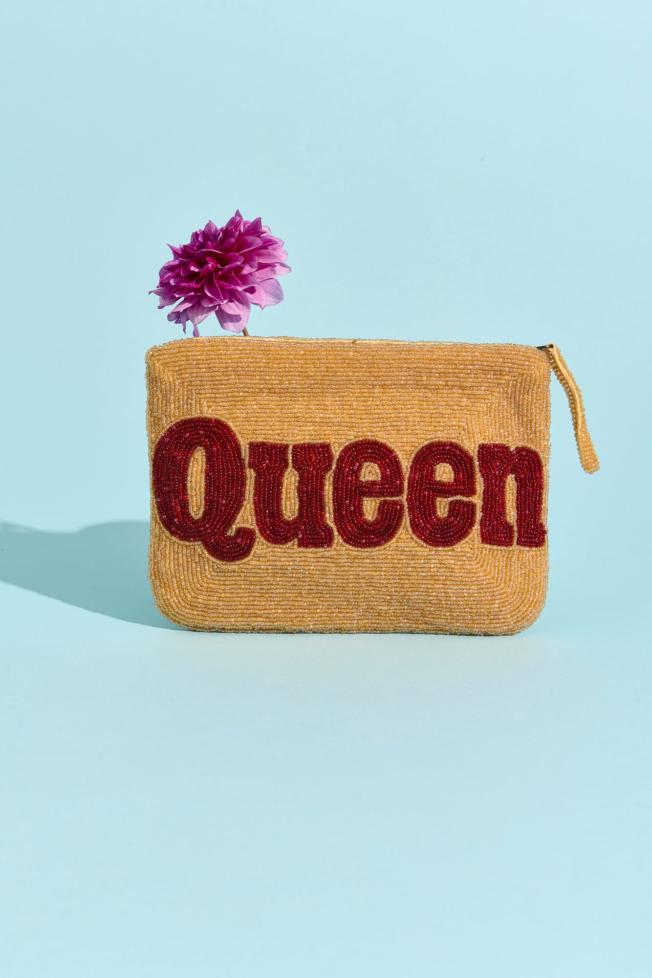Queen Beaded Clutch - Gold and Cherry