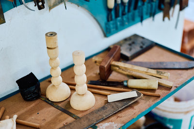 Wooden candlestick