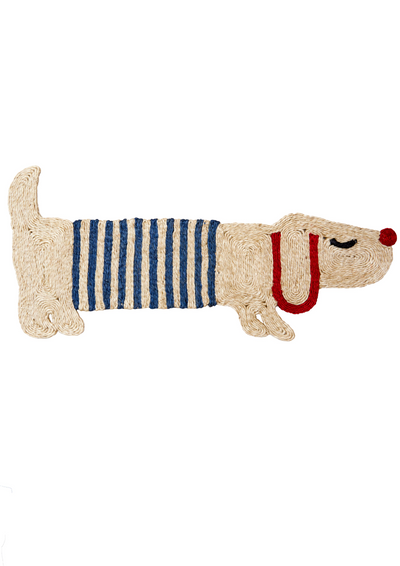 Sausage Dog placemat - Natural, pebble and red