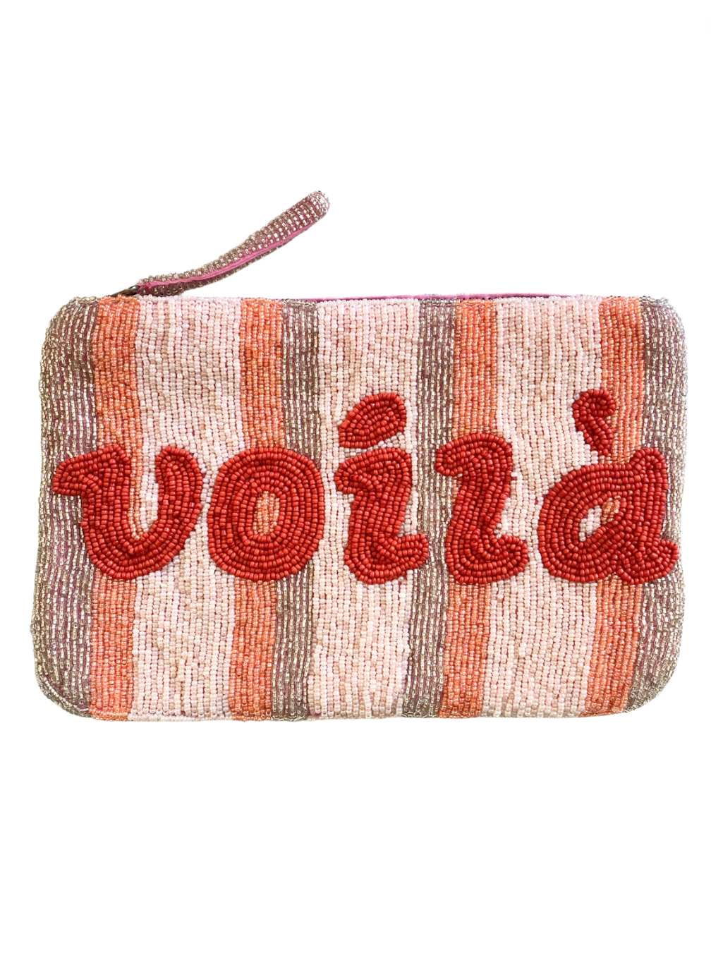 Voila bead clutch - Silver, peach, pink and red