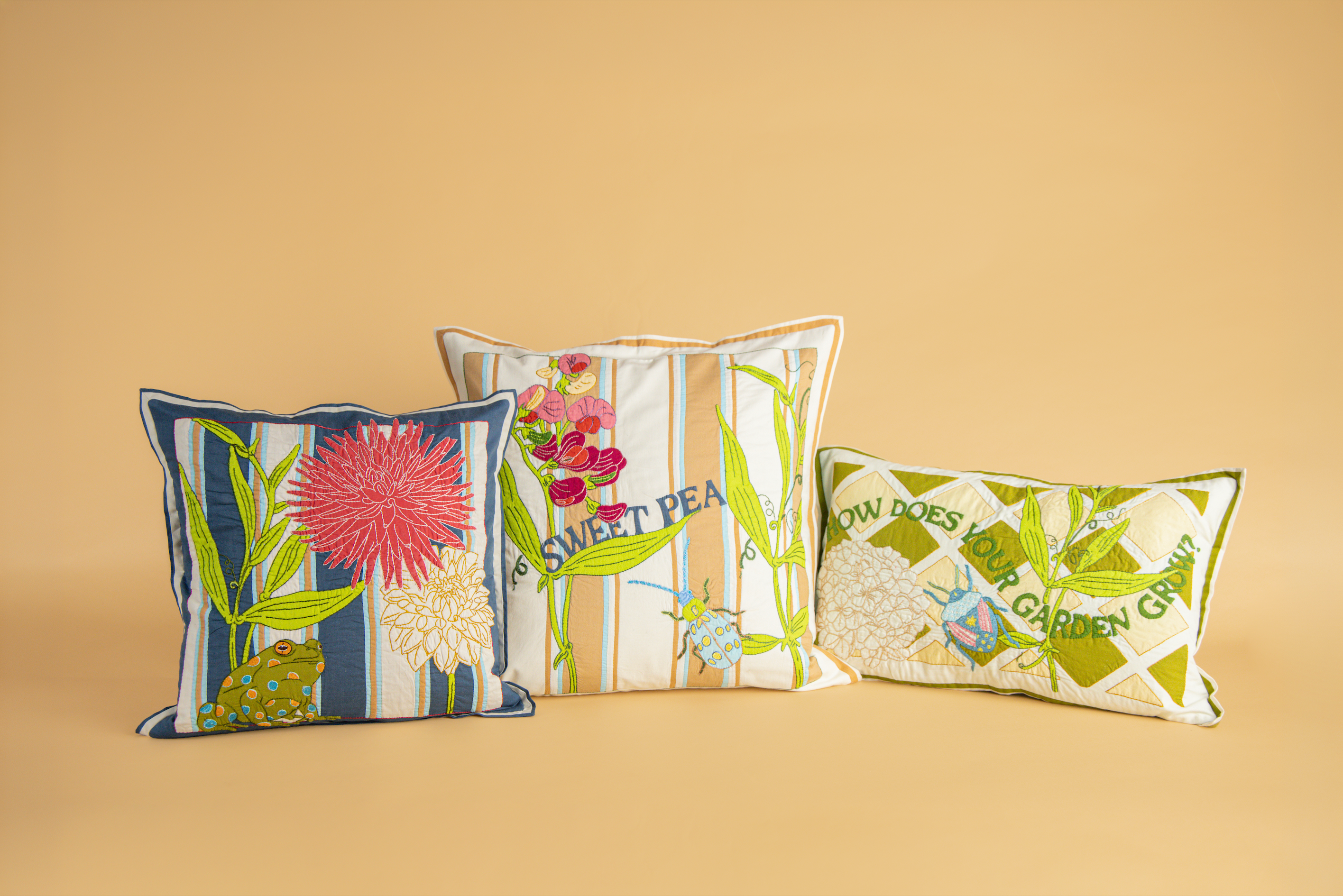 Frog and Dahlia Cushion