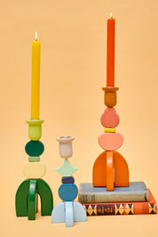 Colourblock Stackable Candlesticks - Rose