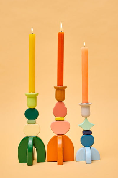 Colourblock Stackable Candlesticks - Blue