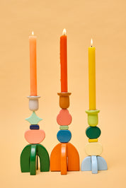 Colourblock Stackable Candlesticks - Blue