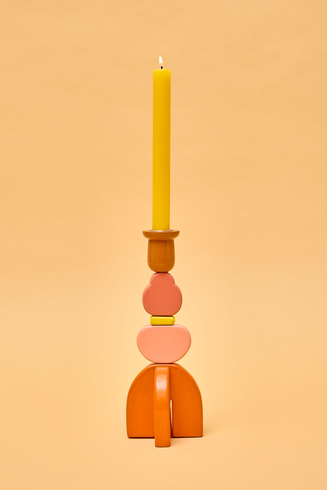 Colourblock Stackable Candlesticks - Rose