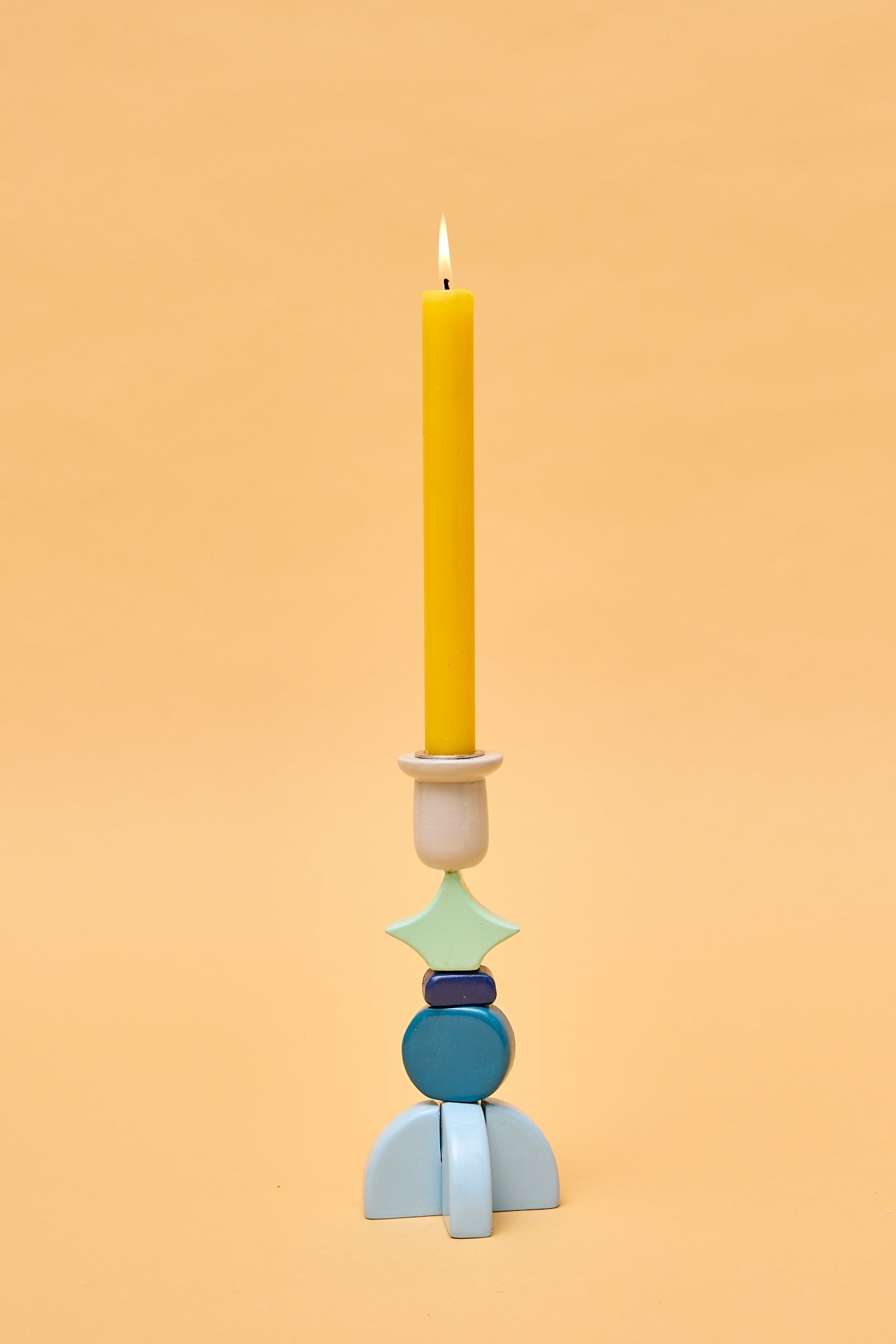 Colourblock Stackable Candlesticks - Blue