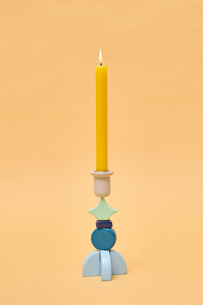 Colourblock Stackable Candlesticks - Blue