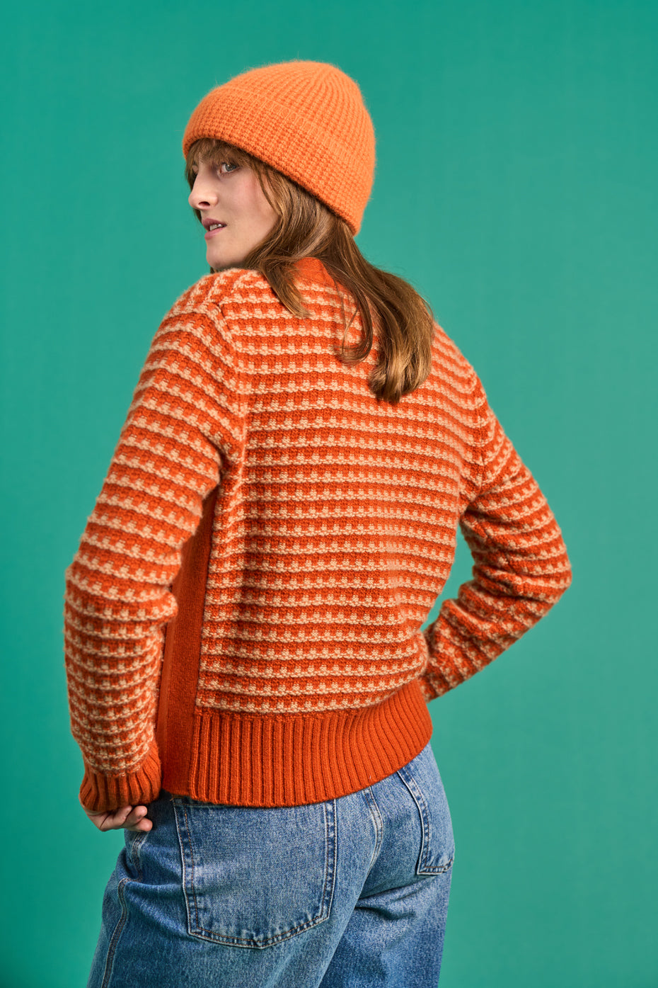 Angora Tuck Stitch Beanie