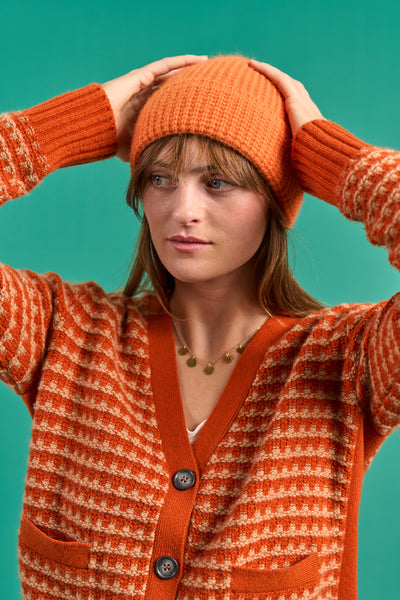 Angora Tuck Stitch Beanie