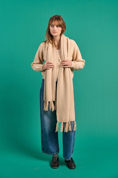 Ribbed Tassel Scarf