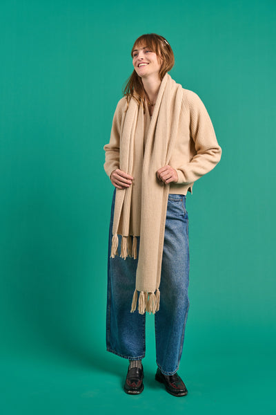Ribbed Tassel Scarf