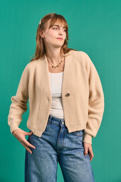 Macaroon Ribbed Cardigan