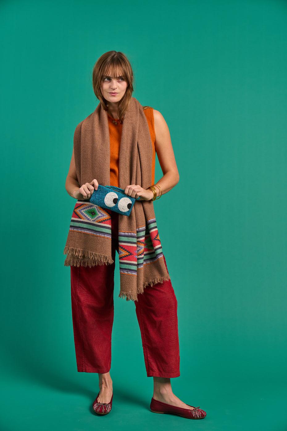 Hand-woven Brown Wool Scarf