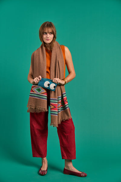Hand-woven Brown Wool Scarf