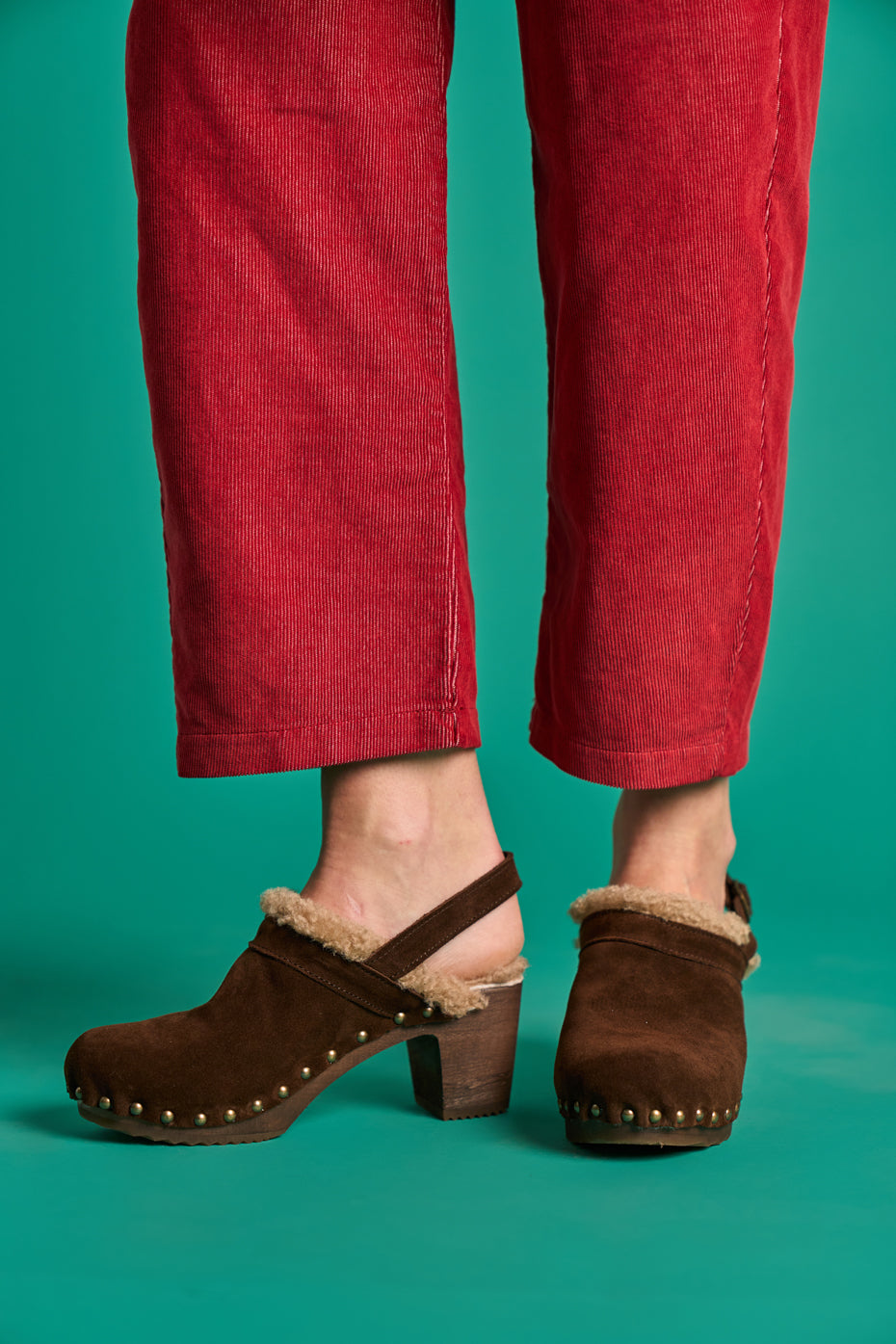 Choco Velour Heeled Clog