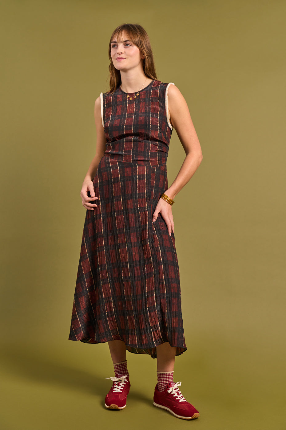 Atina Red Check Dress