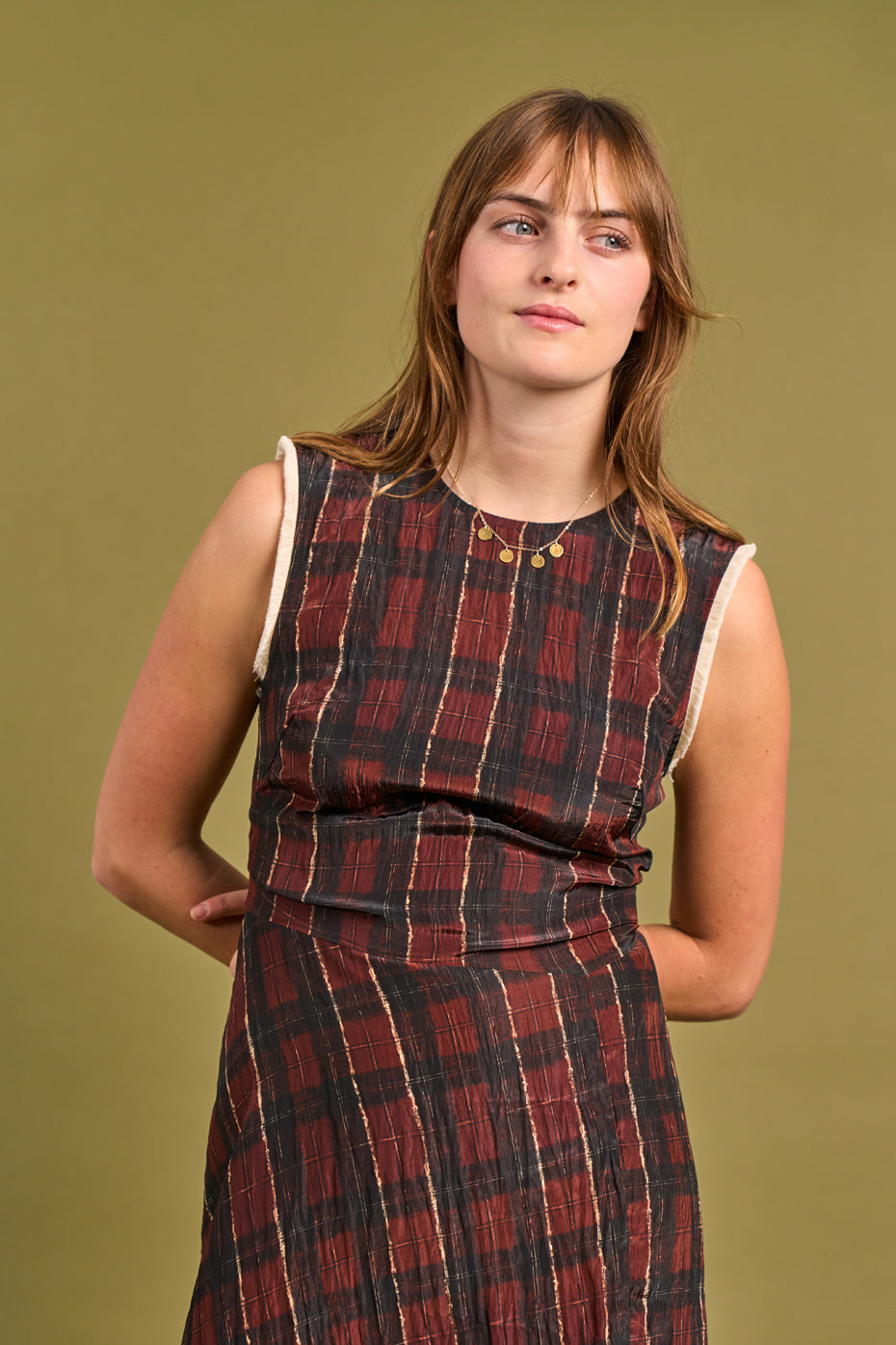 Atina Red Check Dress