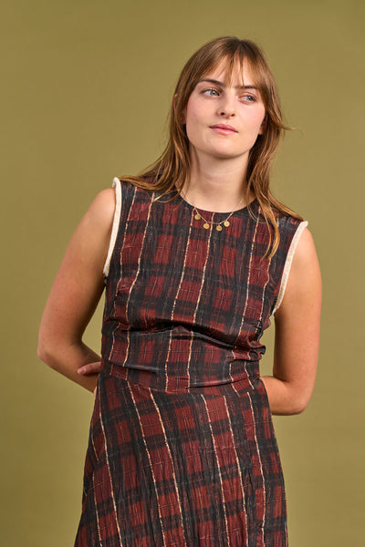 Atina Red Check Dress