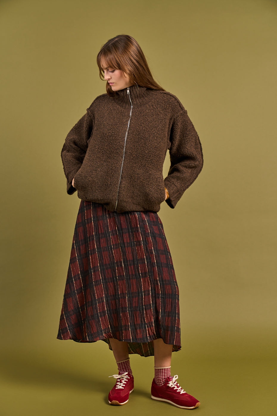 Atina Red Check Dress