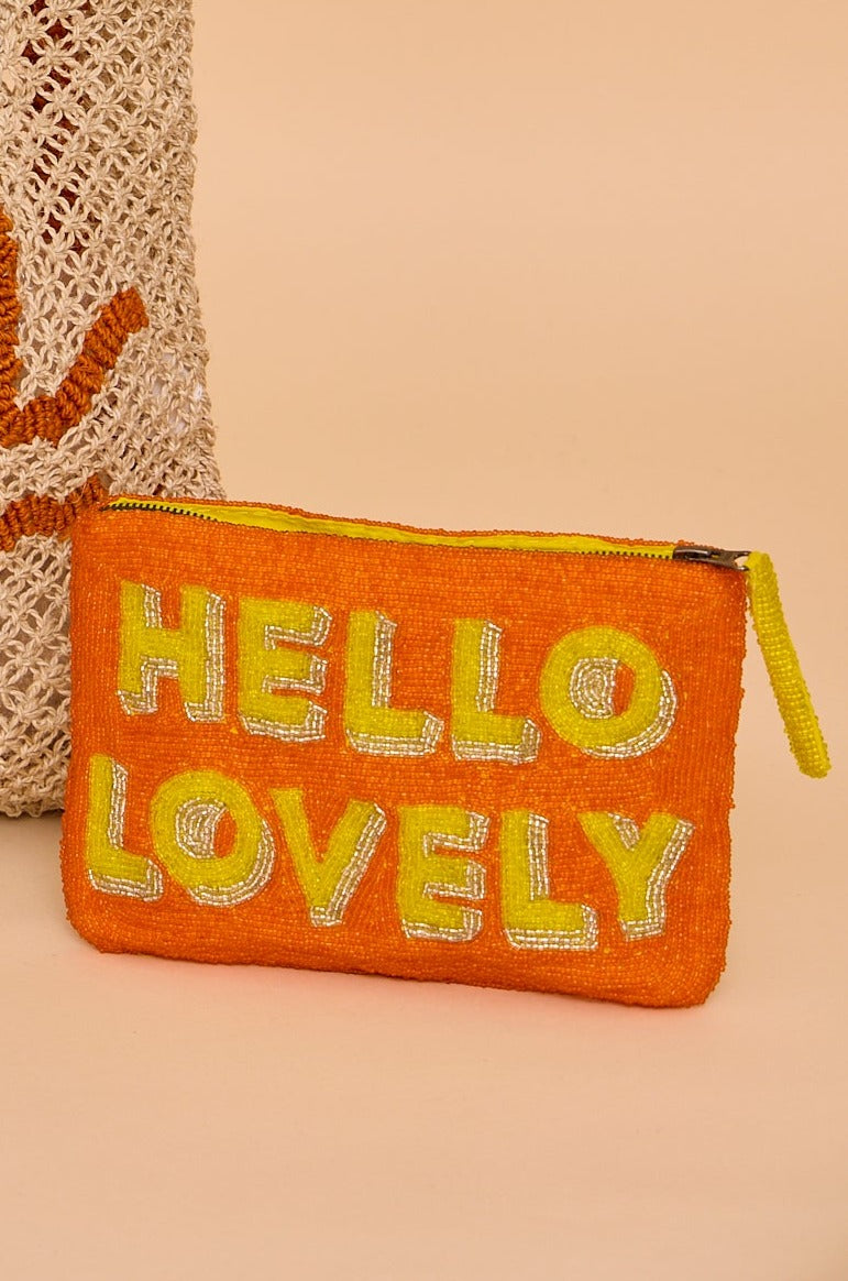 Hello Lovely bead clutch - Orange and yellow