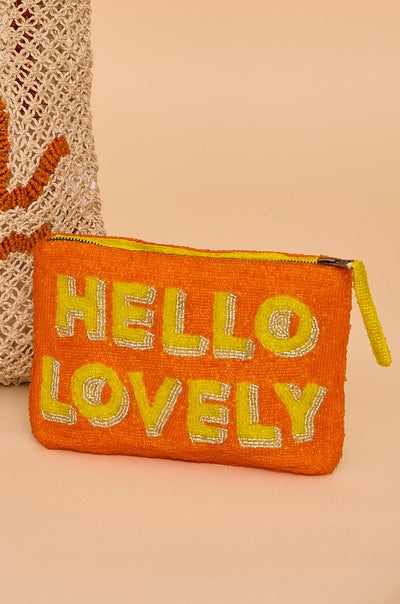 Hello Lovely bead clutch - Orange and yellow