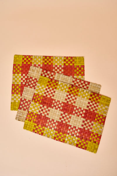 Red Reed Placemats & Napkin Rings - Set of 6 for each