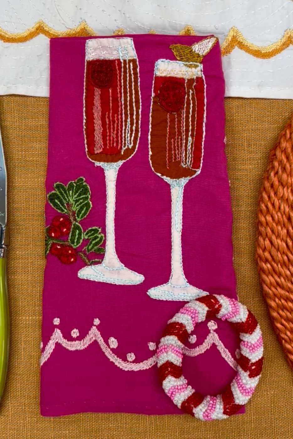 Happy Everything Embroidered Napkins
