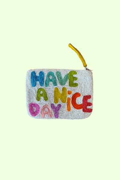 Have a Nice Day Mini Beaded Clutch