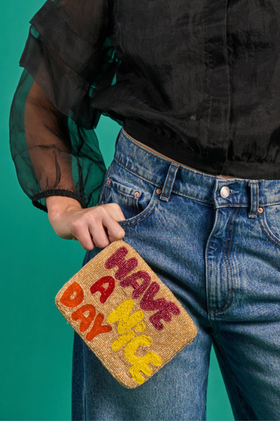 Have a Nice Day Beaded Purse