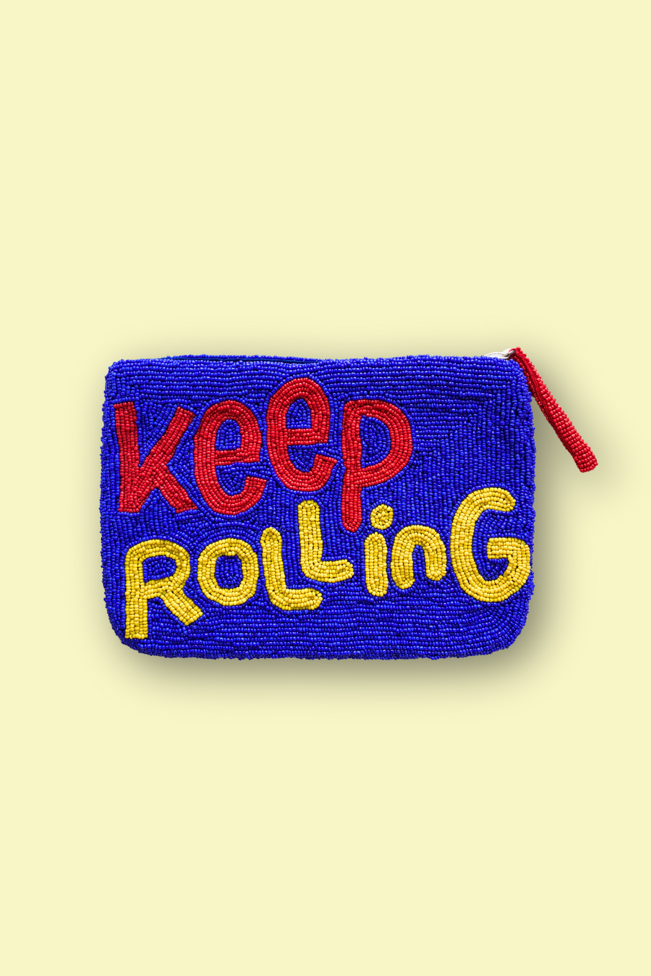 Keep Rolling Beaded Clutch - Royal Blue, Red and Yellow