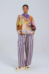Purple Stripe Drawstring Trousers