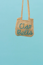 jute bag ciao bella natural and blue 